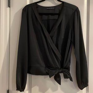 Black satin Abercrombie & Fitch wrap blouse